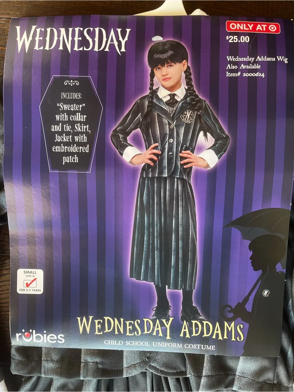 Wednesday Addams Child Costume Dress - Black with White Cuffs